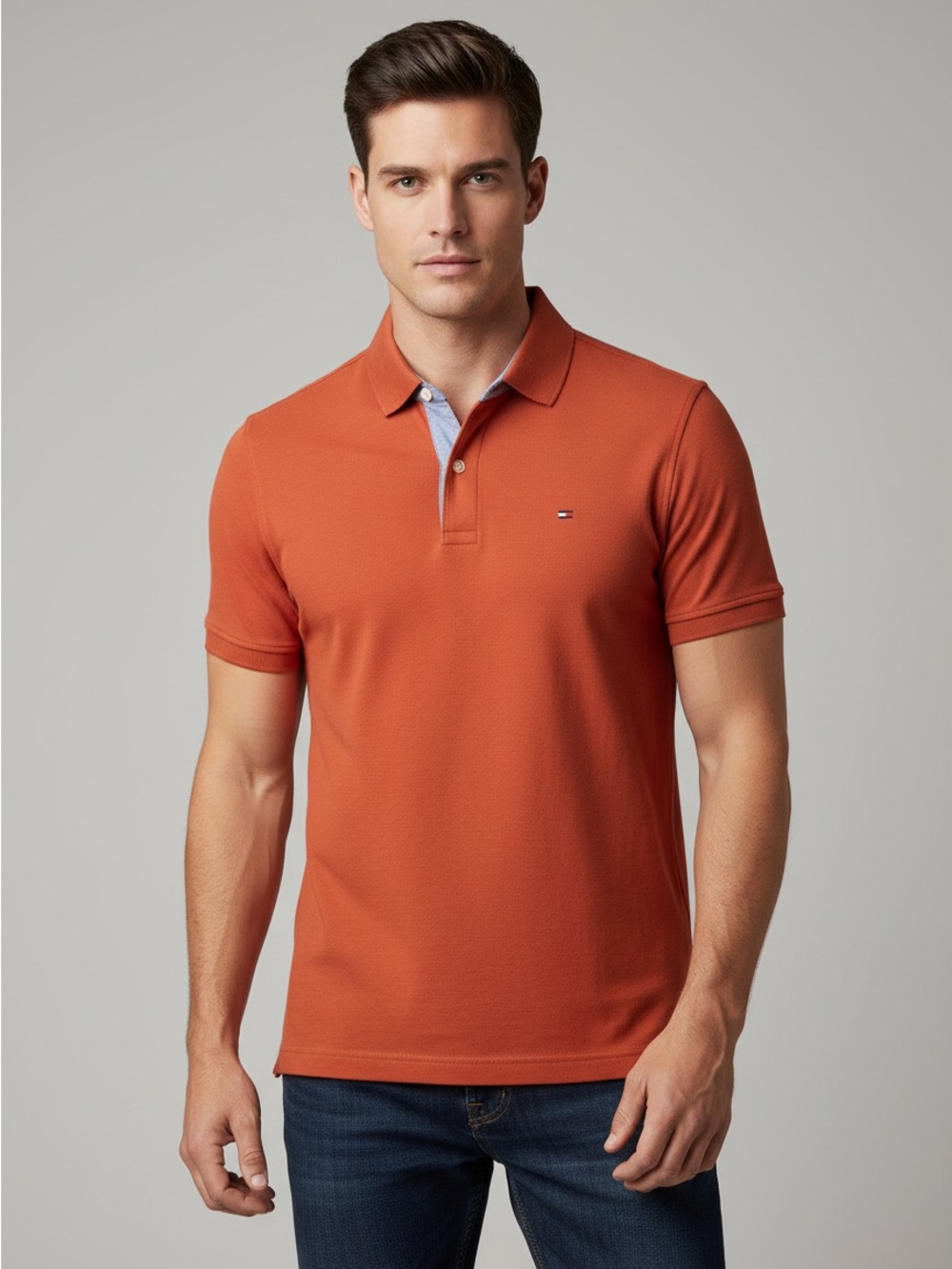 Tommy Hilfiger Men's Rust Orange Polo Shirt Sz Men’s Small